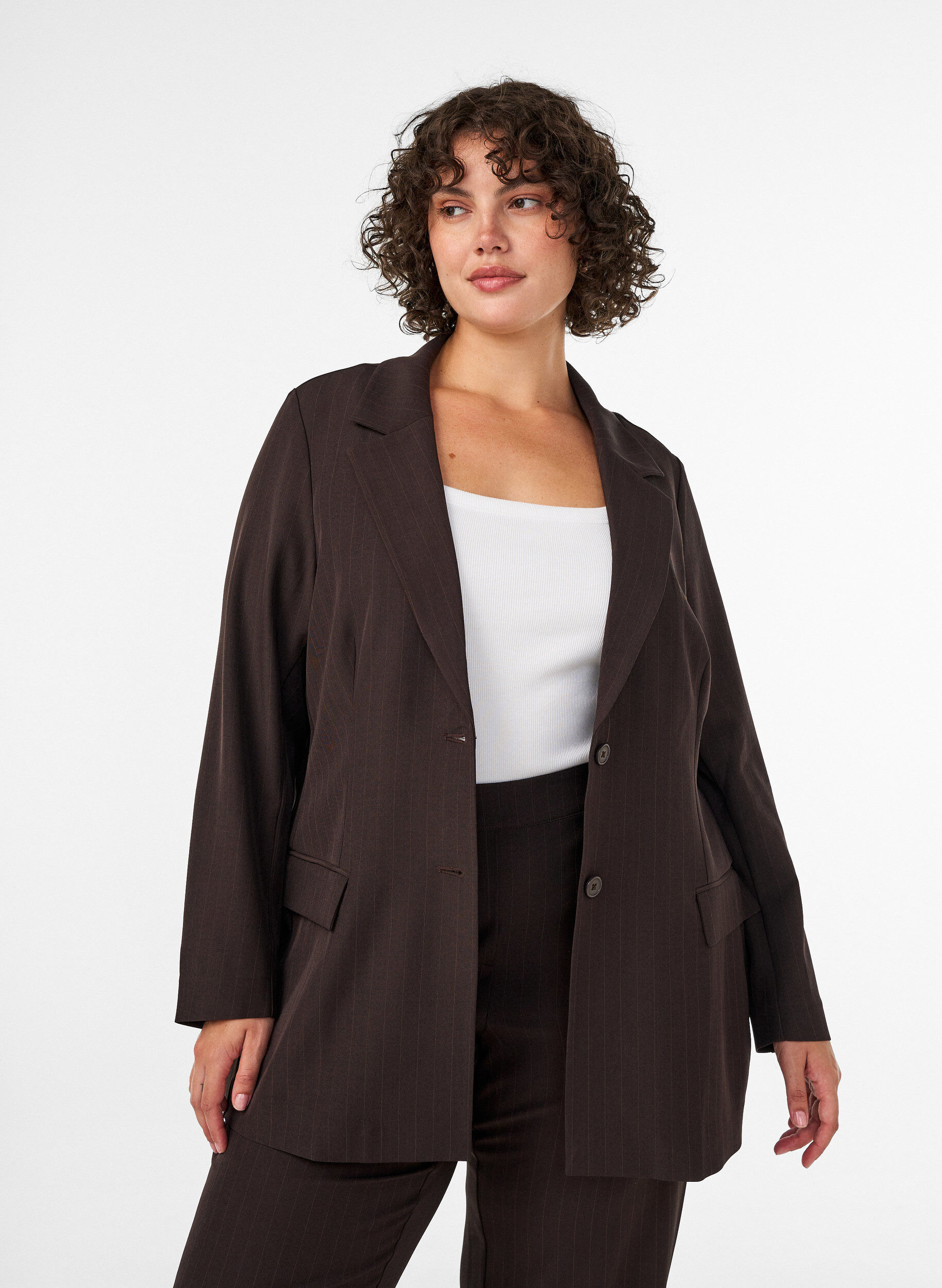 ZizziBlazer mit Taschen und Schlitzen, Braun, Model image number 0