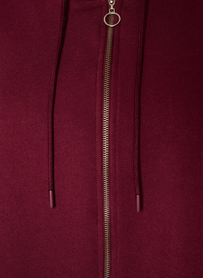 Langer Cardigan mit Kapuze und Rei&szlig;verschluss, Rot, Packshot image number 2