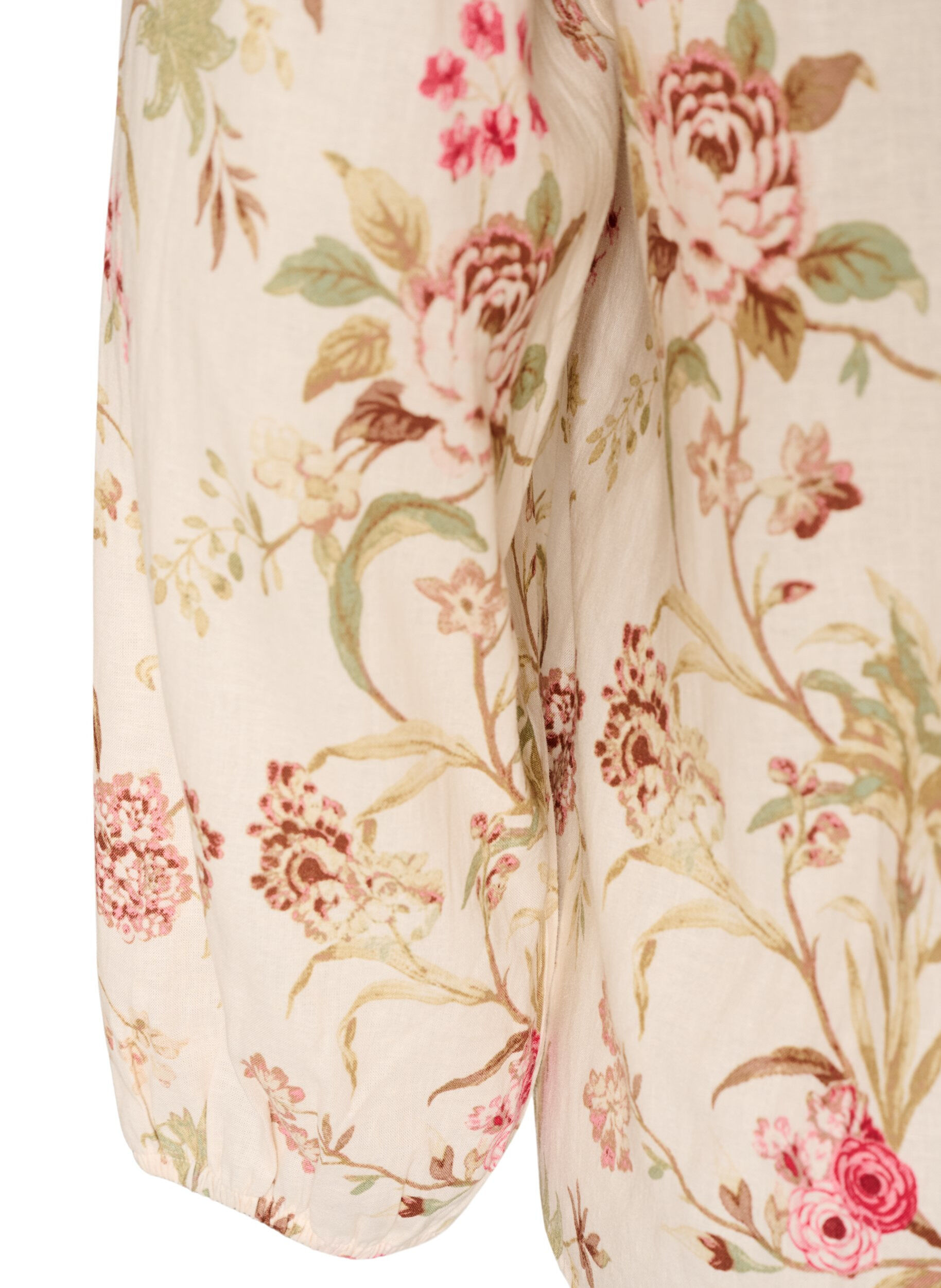 ZizziGebl&uuml;mte Bluse aus Leinen und Viskose mit langen &Auml;rmeln, Vanille, Packshot image number 3