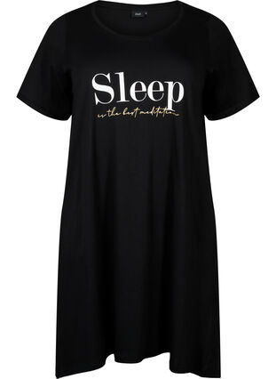 Kurzärmeliges Nachthemd aus Bio-Baumwolle , Black Sleep, Packshot image number 0