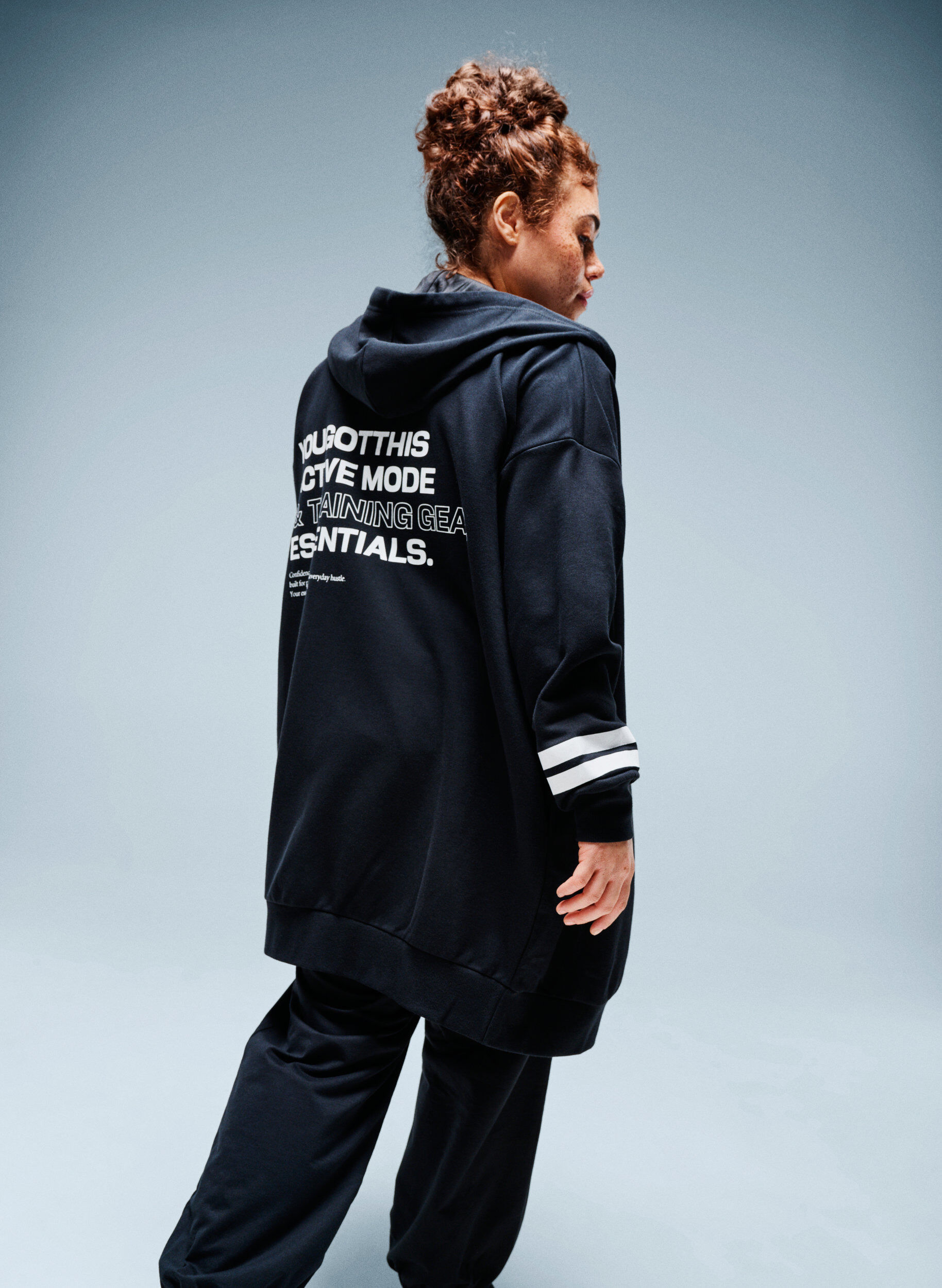 ZizziLange Sweat-Strickjacke mit Printdetails, Schwarz, Image image number 0