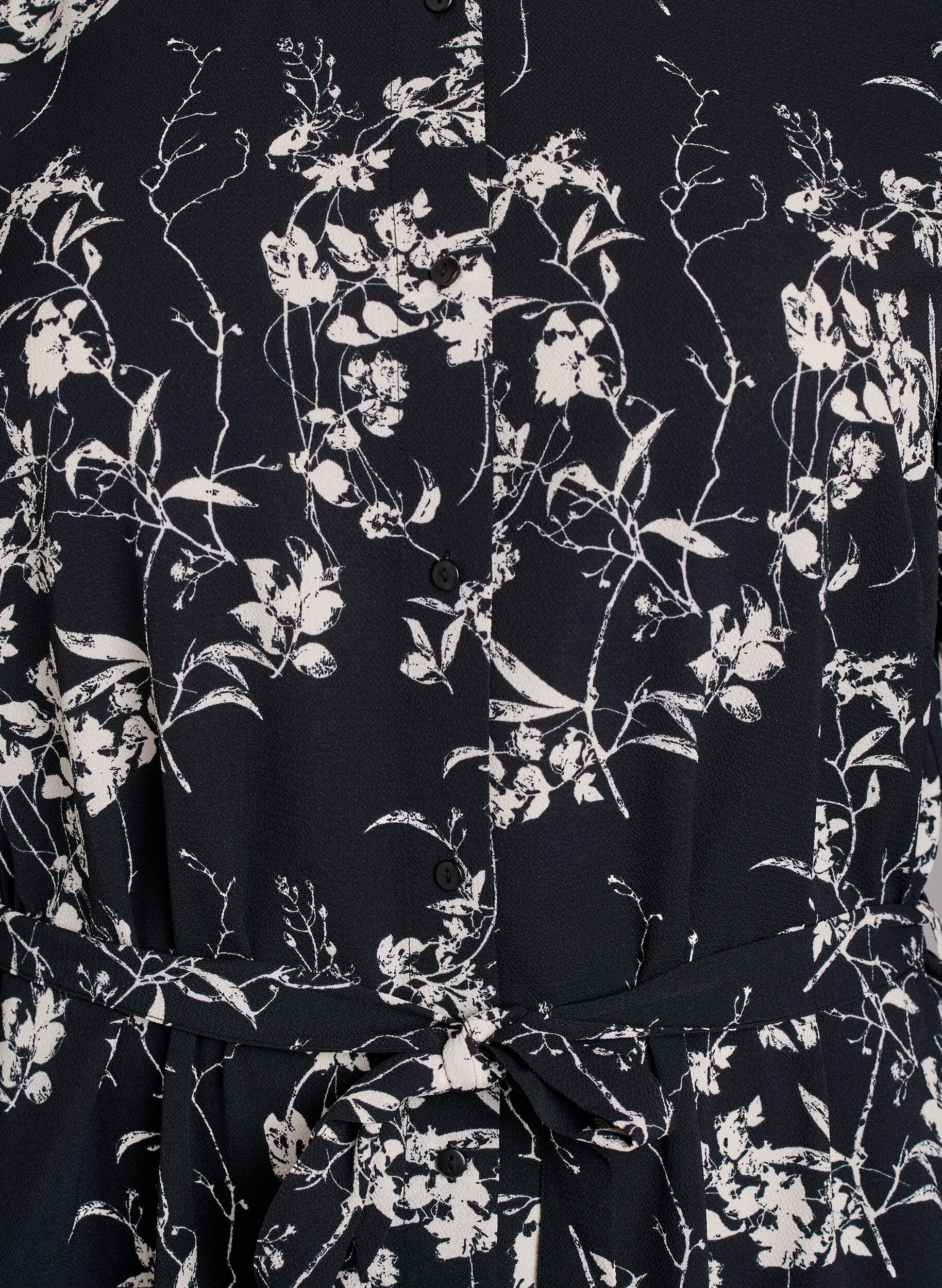 ZizziLang&auml;rmliges Hemdblusenkleid mit Bindeg&uuml;rtel, Schwarz, Packshot image number 2