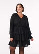 Kurzes Kleid mit R&uuml;schen und Strukturmuster, Schwarz, Model image number 0