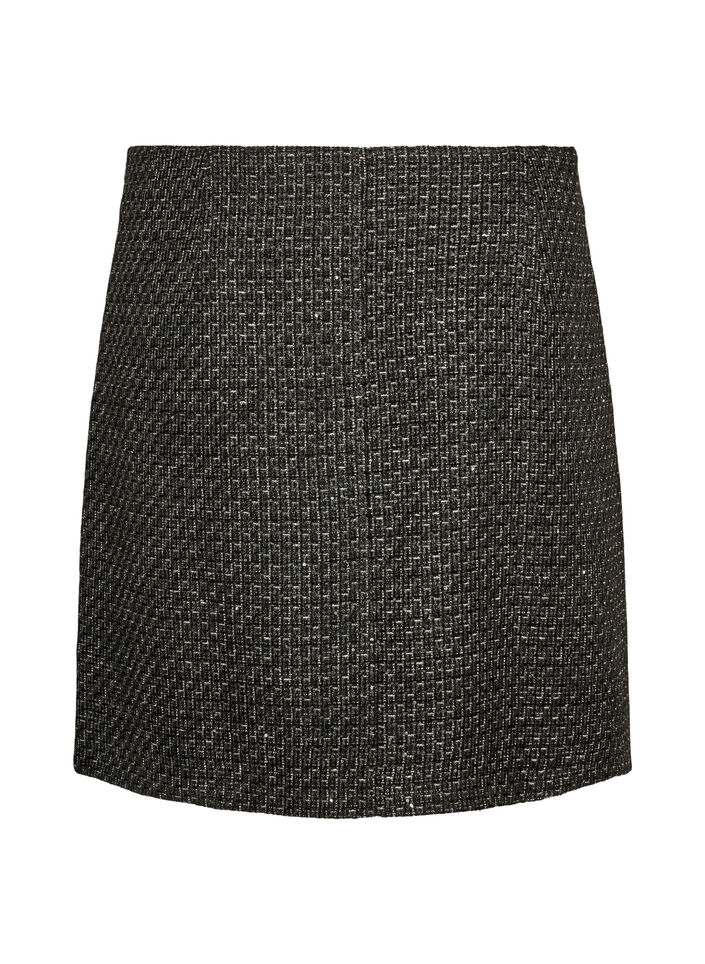 Kurzer Rock aus Boucl&eacute; mit Pailletten, Schwarz, Packshot image number 1