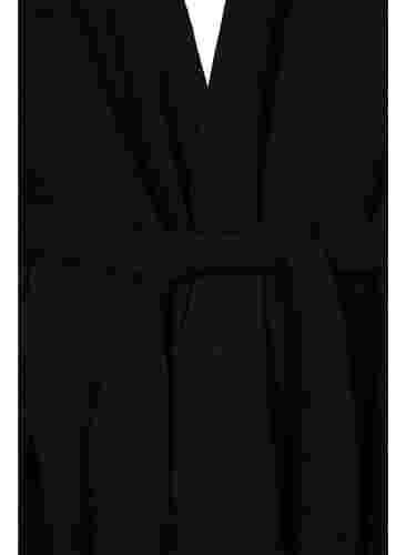 Wickelbluse mit Binde-Detail und Lurex, Black w. Black, Packshot image number 2