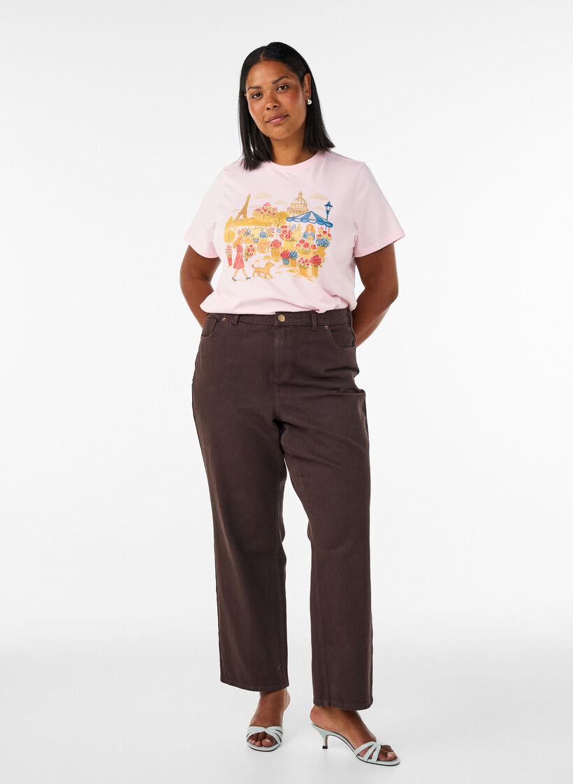 T-Shirt aus Bio-Baumwolle mit Frontprint, Rot, Model image number 1