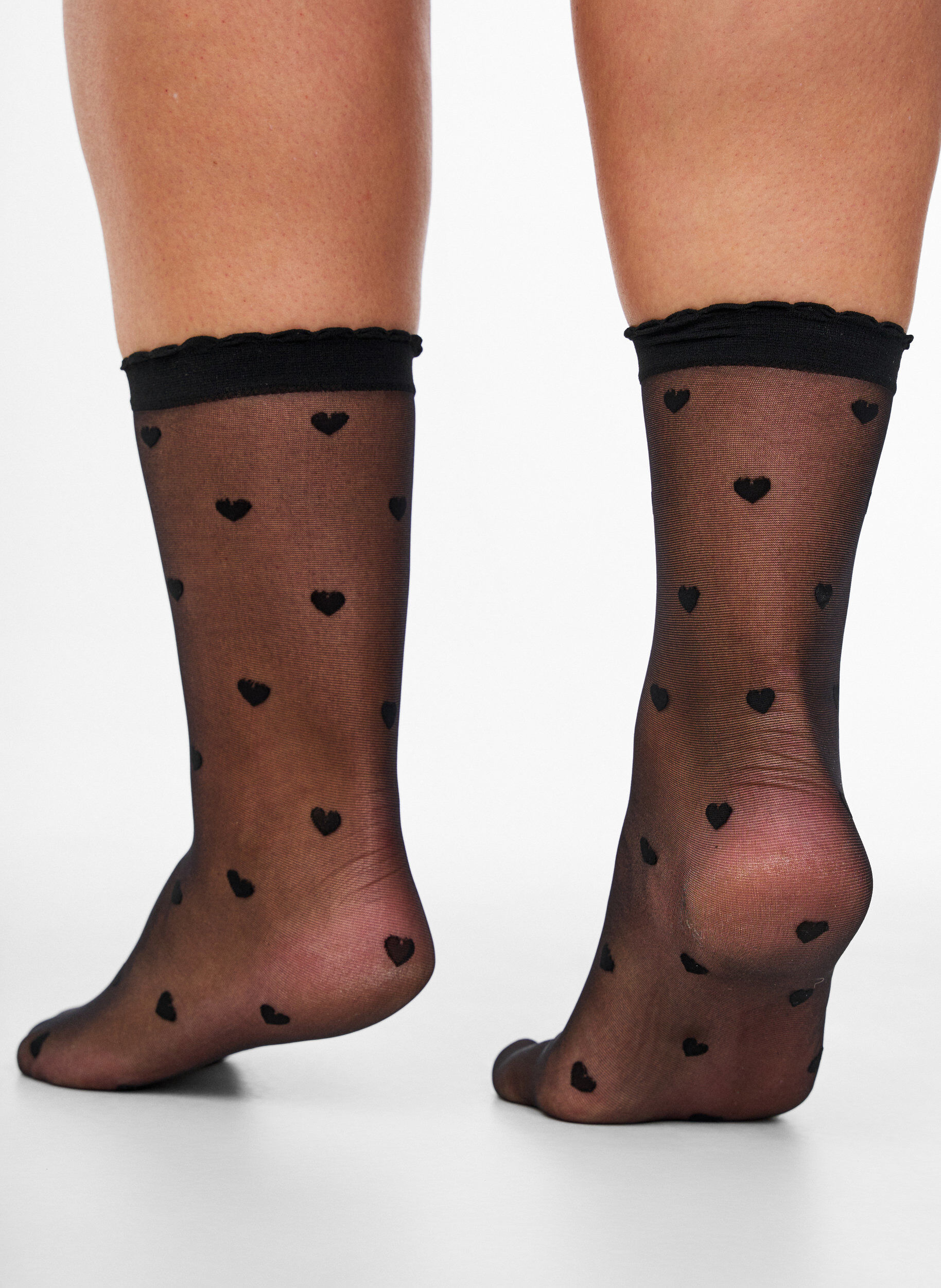 2er-Pack Kn&ouml;chelsocken mit Herzchen, Schwarz, Model