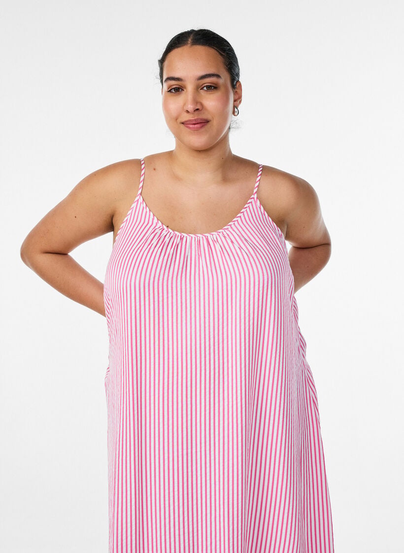 Sommerkleid mit Streifen und A-Linie, Pink, Model image number 2
