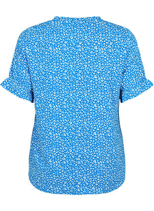 Kurzärmelige Bluse mit Druck (GRS), Blue Ditsy, Packshot image number 1