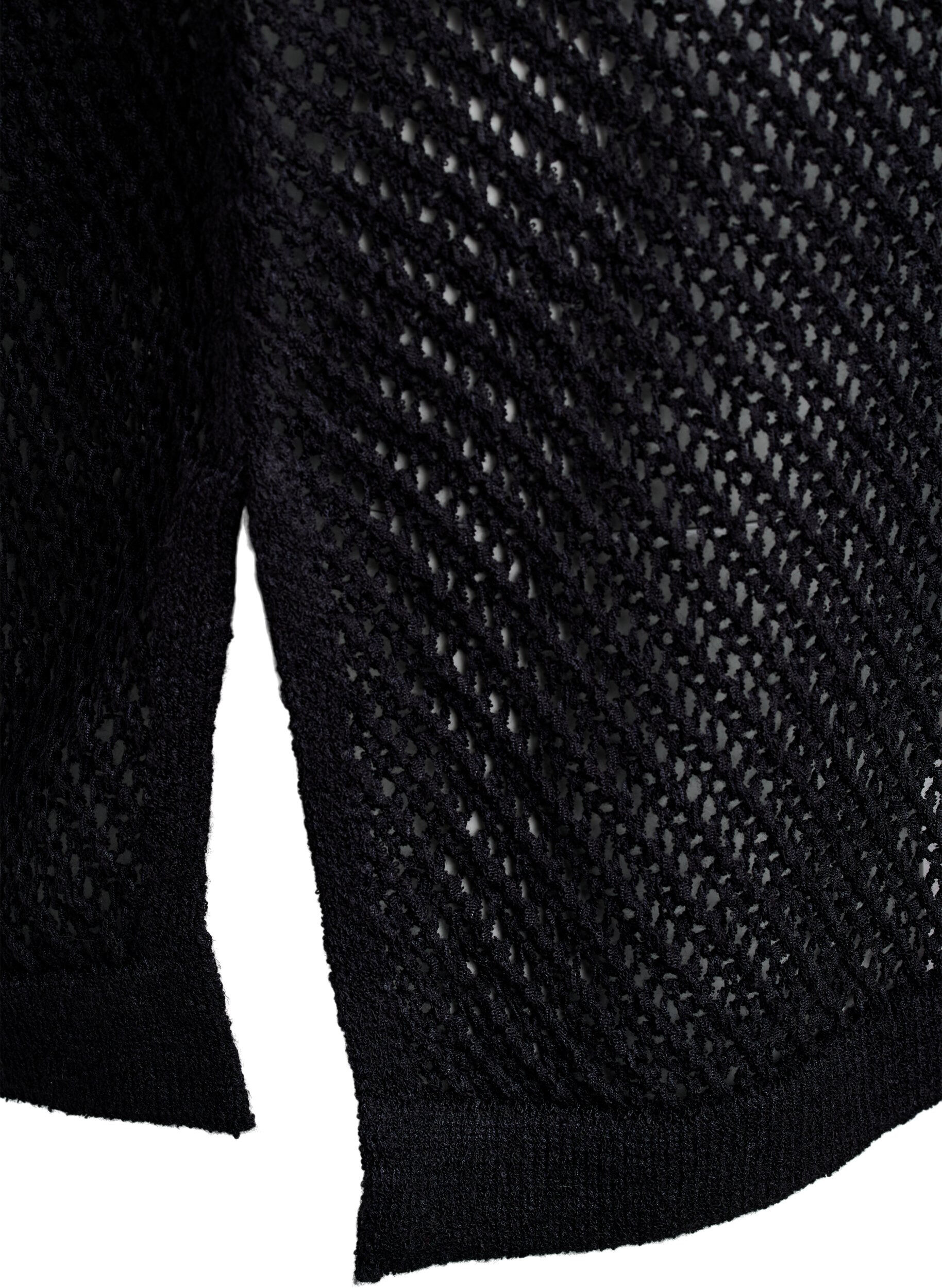 ZizziFLASH - &Auml;rmelloser Stricktop mit V-Ausschnitt, Schwarz, Packshot image number 3