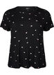 Gebl&uuml;mtes Pyjamaoberteil mit Rippstruktur, Schwarz, Packshot image number 0