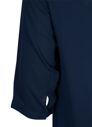 Bluse mit 3/4-Ärmeln und asymmetrischem Saum, Navy Blazer, Packshot image number 3