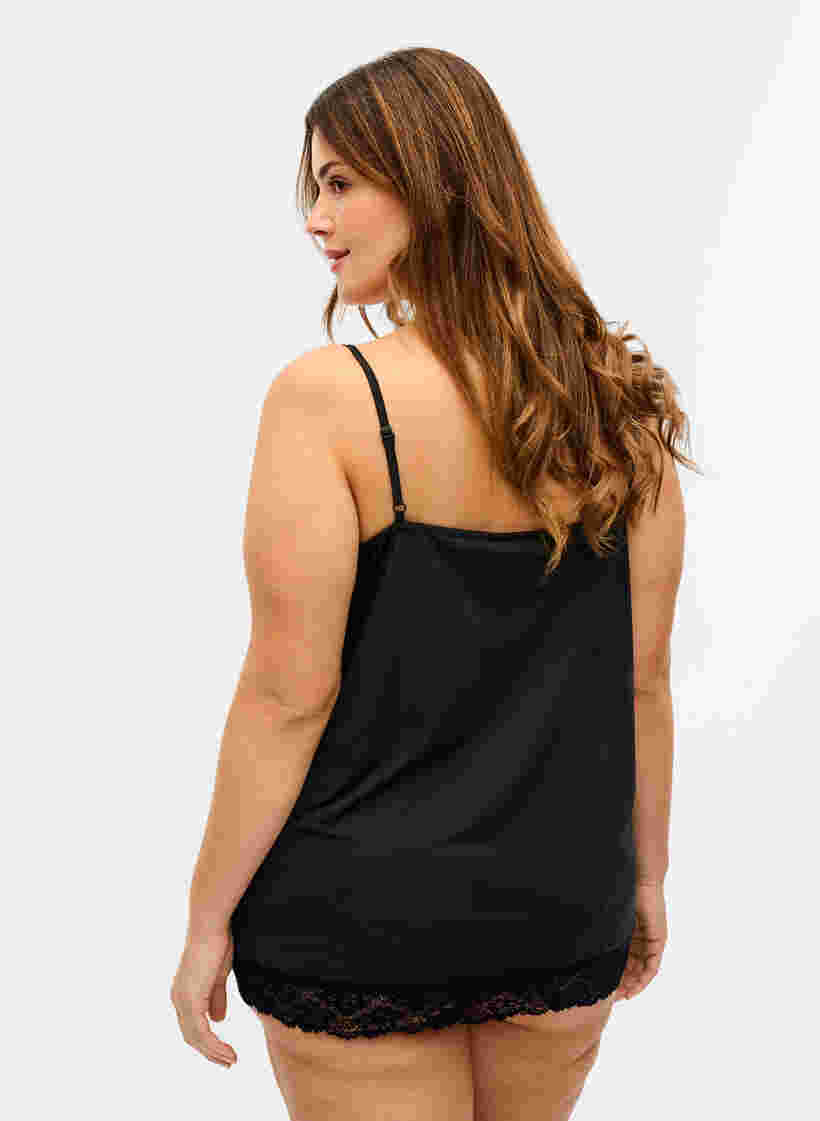 Nachthemd mit Spitzendetails, Black, Model image number 1