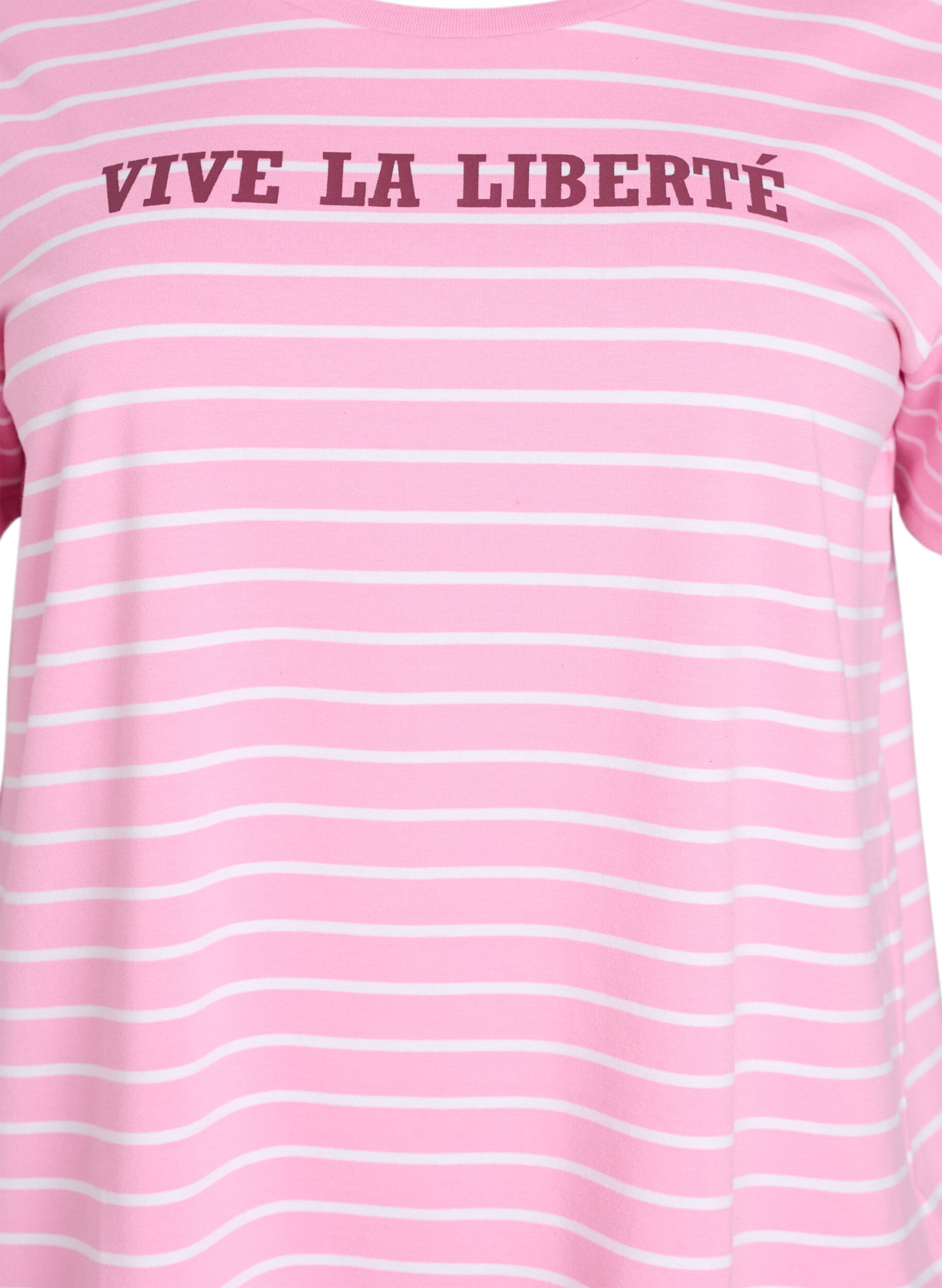 ZizziGestreiftes T-Shirt mit Text-Print, Pink, Packshot image number 2