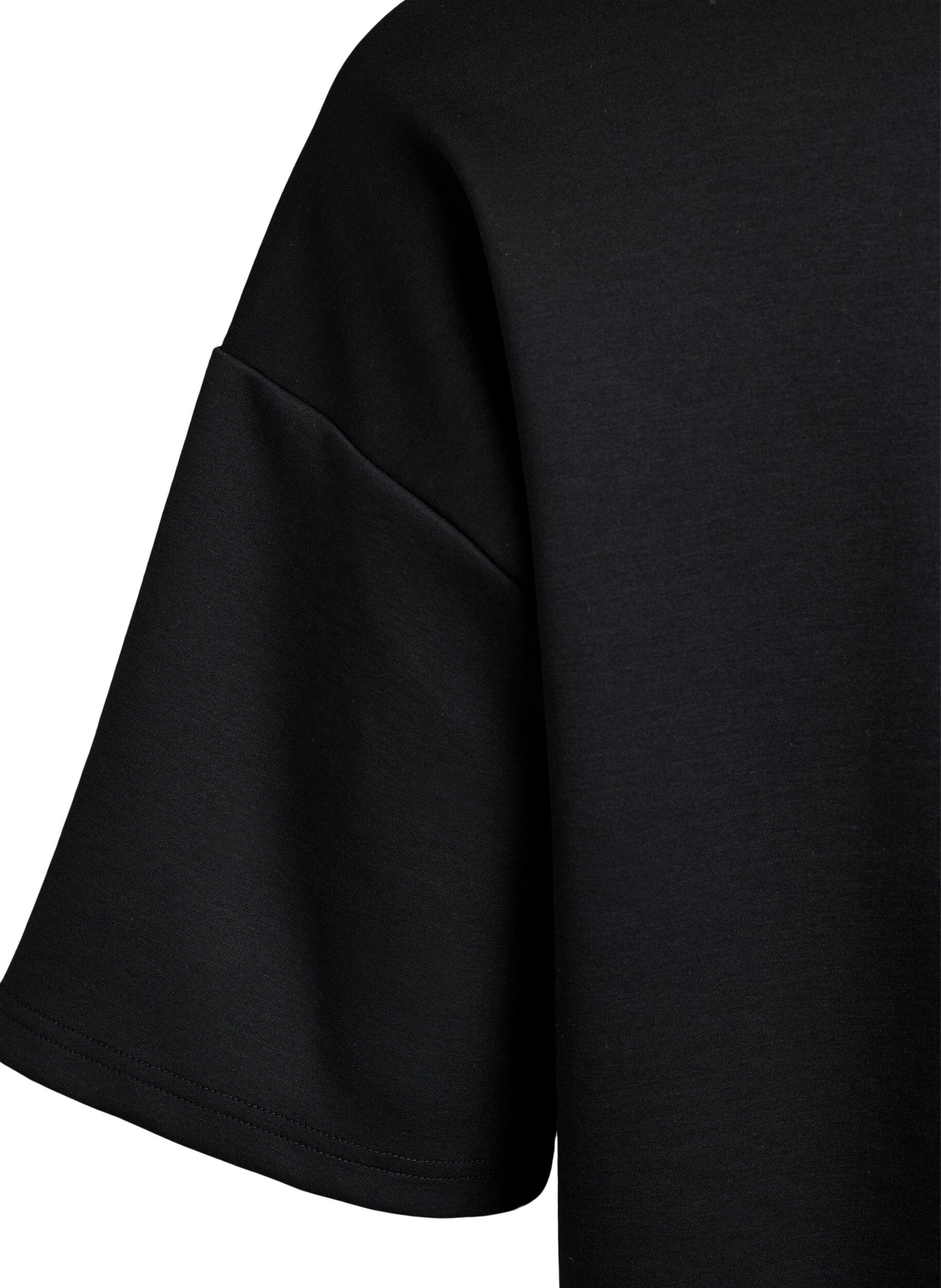 ZizziKurz&auml;rmeliges Sweatshirt mit hohem Kragen, Schwarz, Packshot image number 4