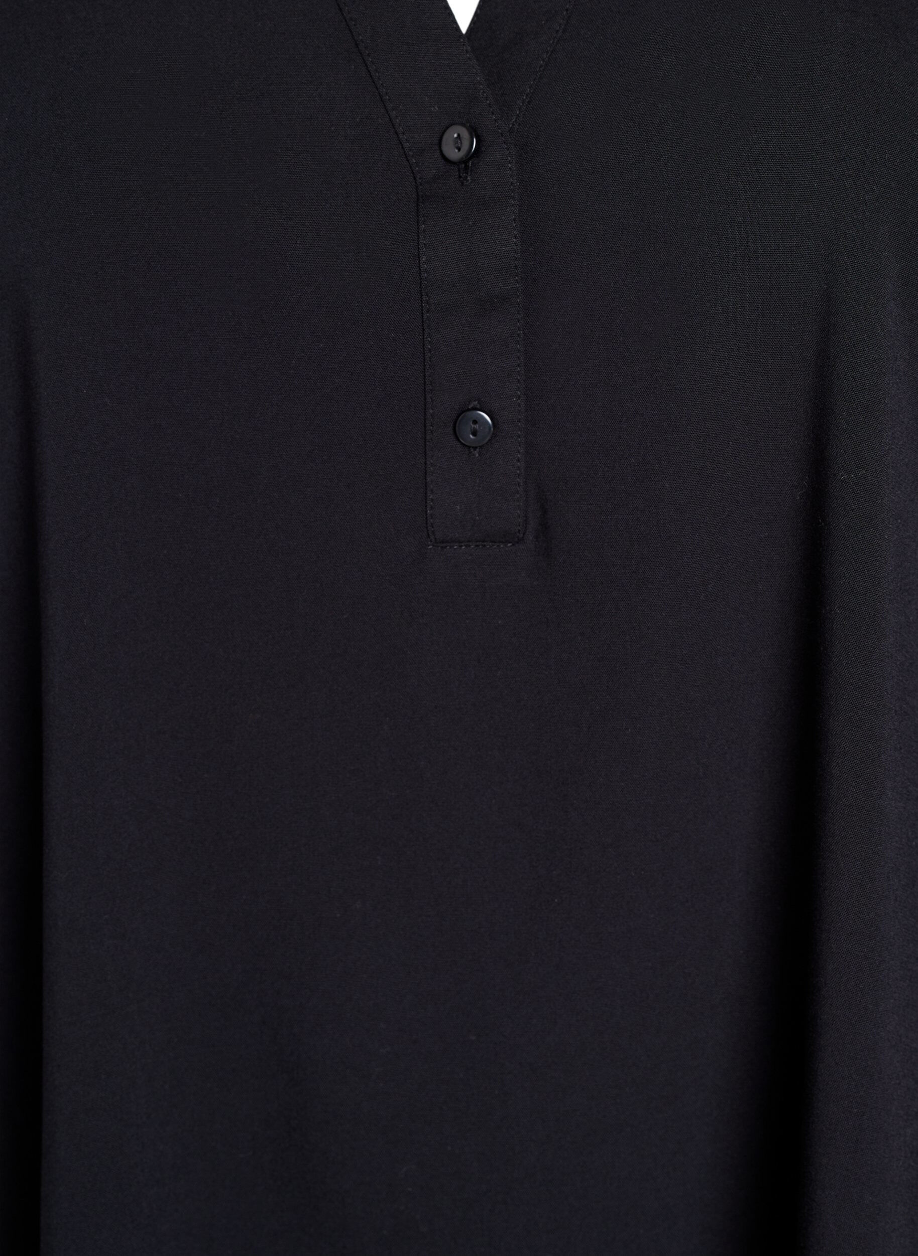 ZizziFLASH - &Auml;rmellose Viskosebluse, Schwarz, Packshot image number 2