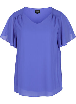 Bluse mit kurzen Ärmeln, Dazzling Blue, Packshot image number 0