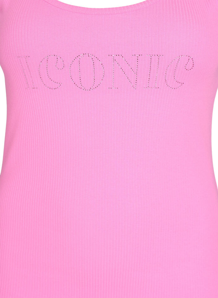 Schmal geschnittenes Tank-Top mit Strasssteinen, Pink, Packshot image number 2