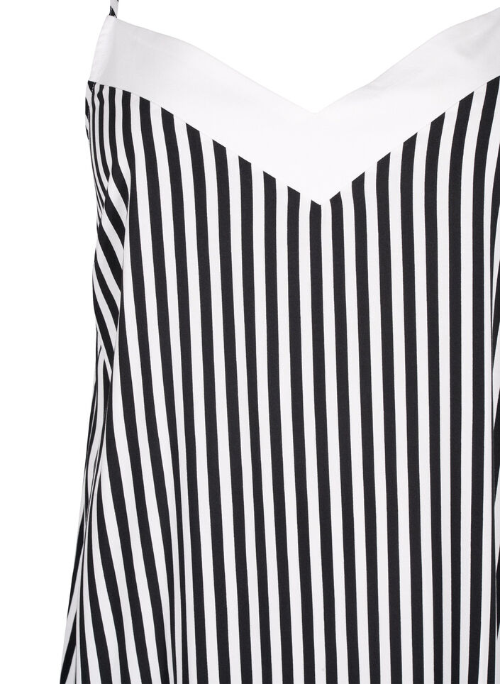 FLASH – Gestreiftes Trägerkleid aus Viskose, Black White Stripe, Packshot image number 2
