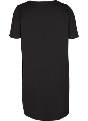 Kurzarm Kleid aus Baumwolle mit Taschen, Solid Black, Packshot image number 1