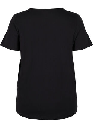Kurzarm T-Shirt mit Spitzendetails, Black, Packshot image number 1