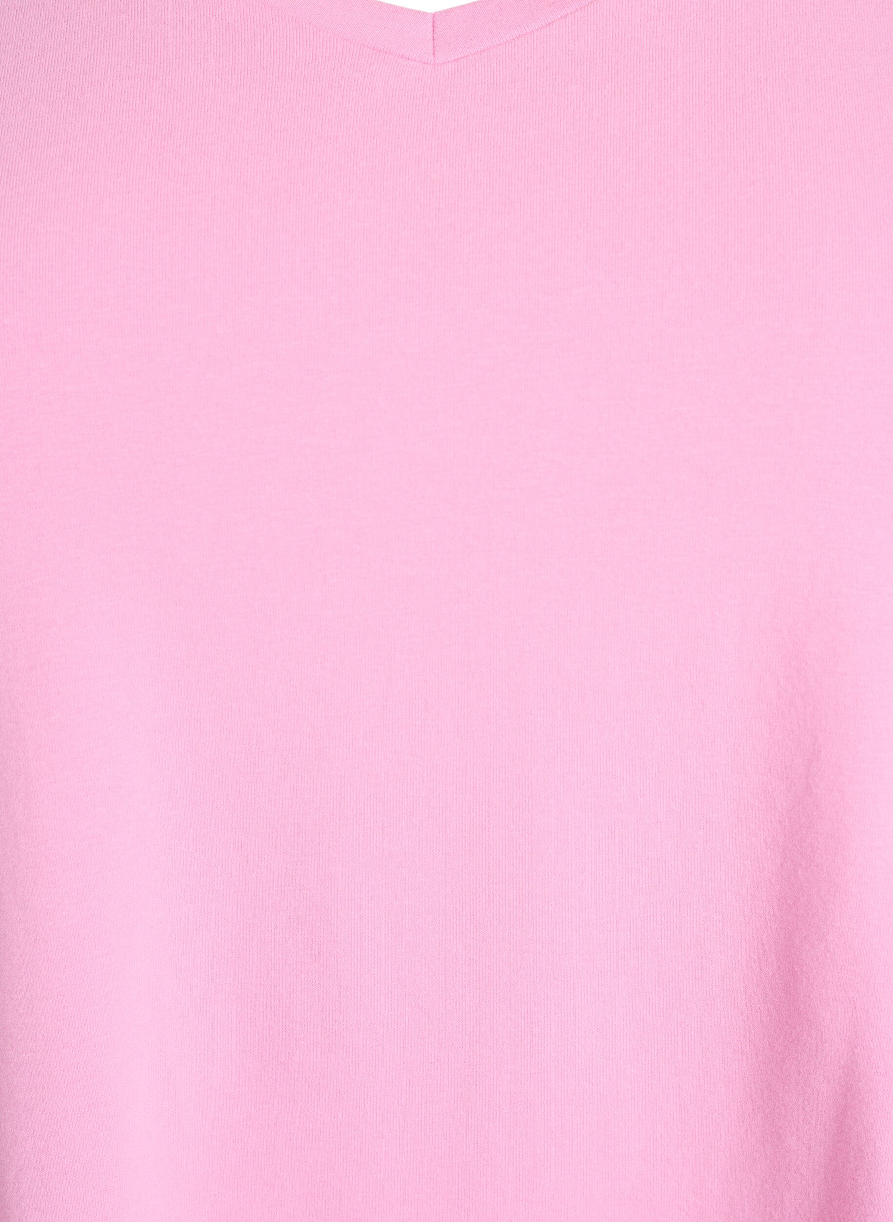 ZizziEinfarbiges Basic T-Shirt aus Baumwolle, Pink, Packshot image number 2