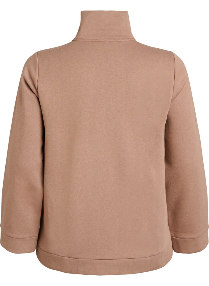 Sweatshirt mit hohem Kragen und Reißverschluss, Braun, Packshot image number 1