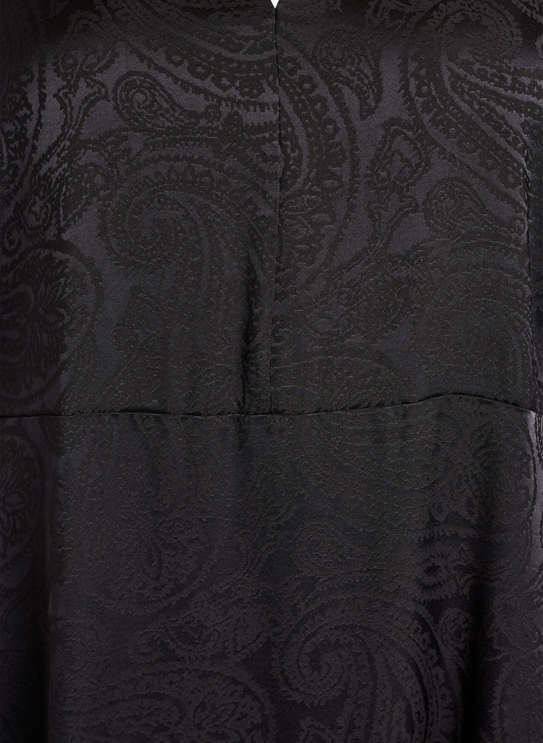 ZizziMidikleid aus Jacquard mit Paisleymuster und Fl&uuml;gel&auml;rmeln, Schwarz, Packshot image number 2