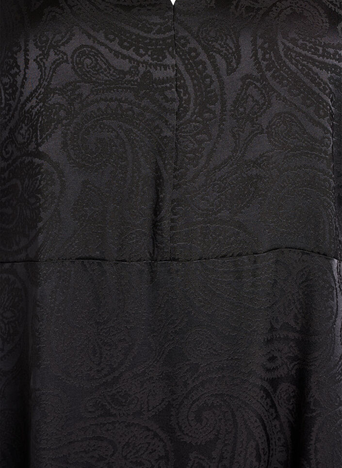 Midikleid aus Jacquard mit Paisleymuster und Flügelärmeln, Schwarz, Packshot image number 2