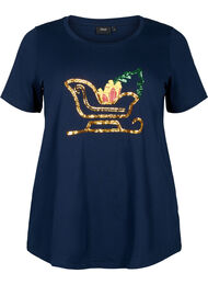 Weihnachts-T-Shirt mit Pailletten, Navy Blazer SLATE, Packshot