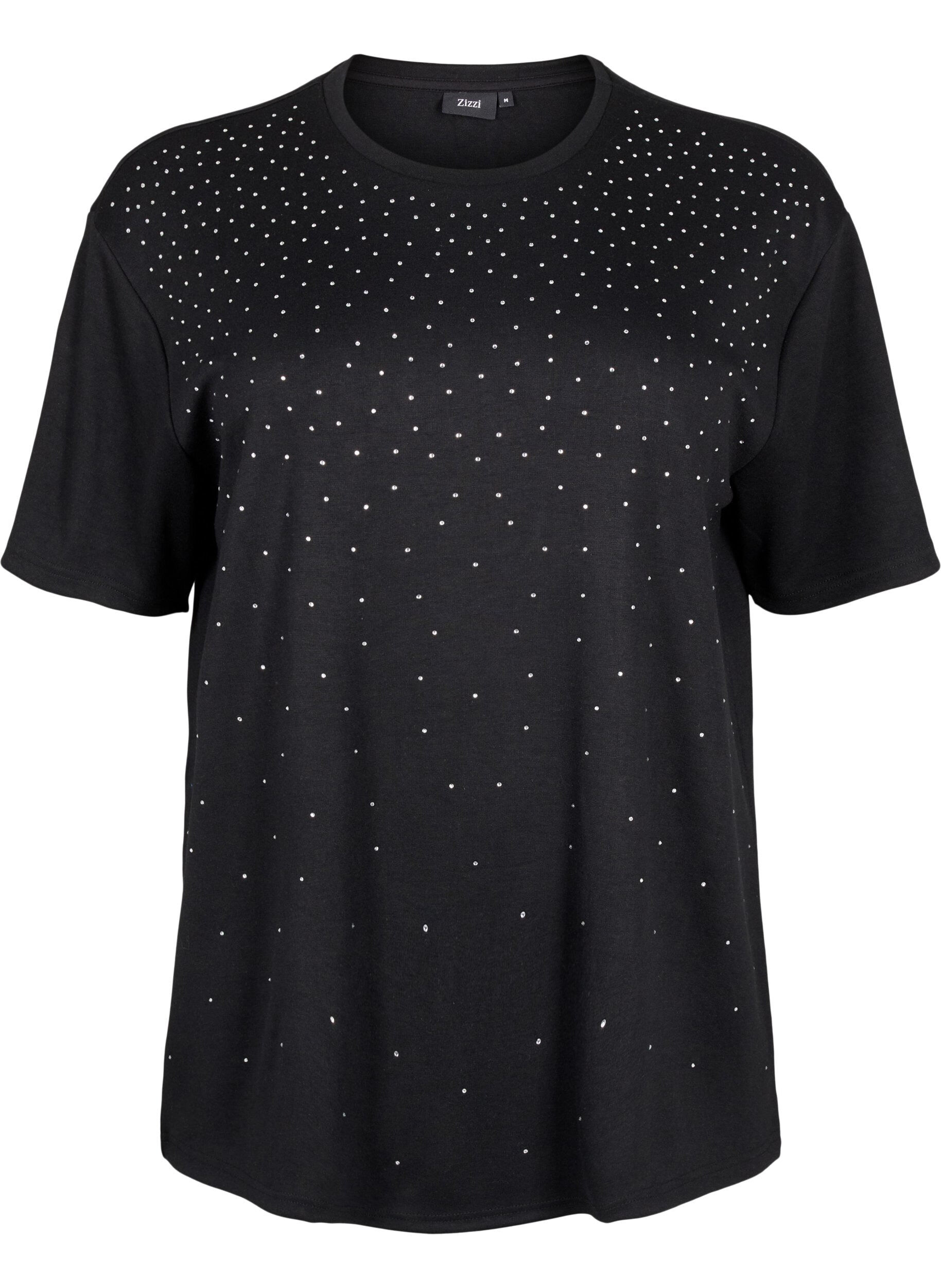 ZizziT-Shirt mit Strasssteinen und Rundhalsausschnitt, Schwarz, Packshot image number 0