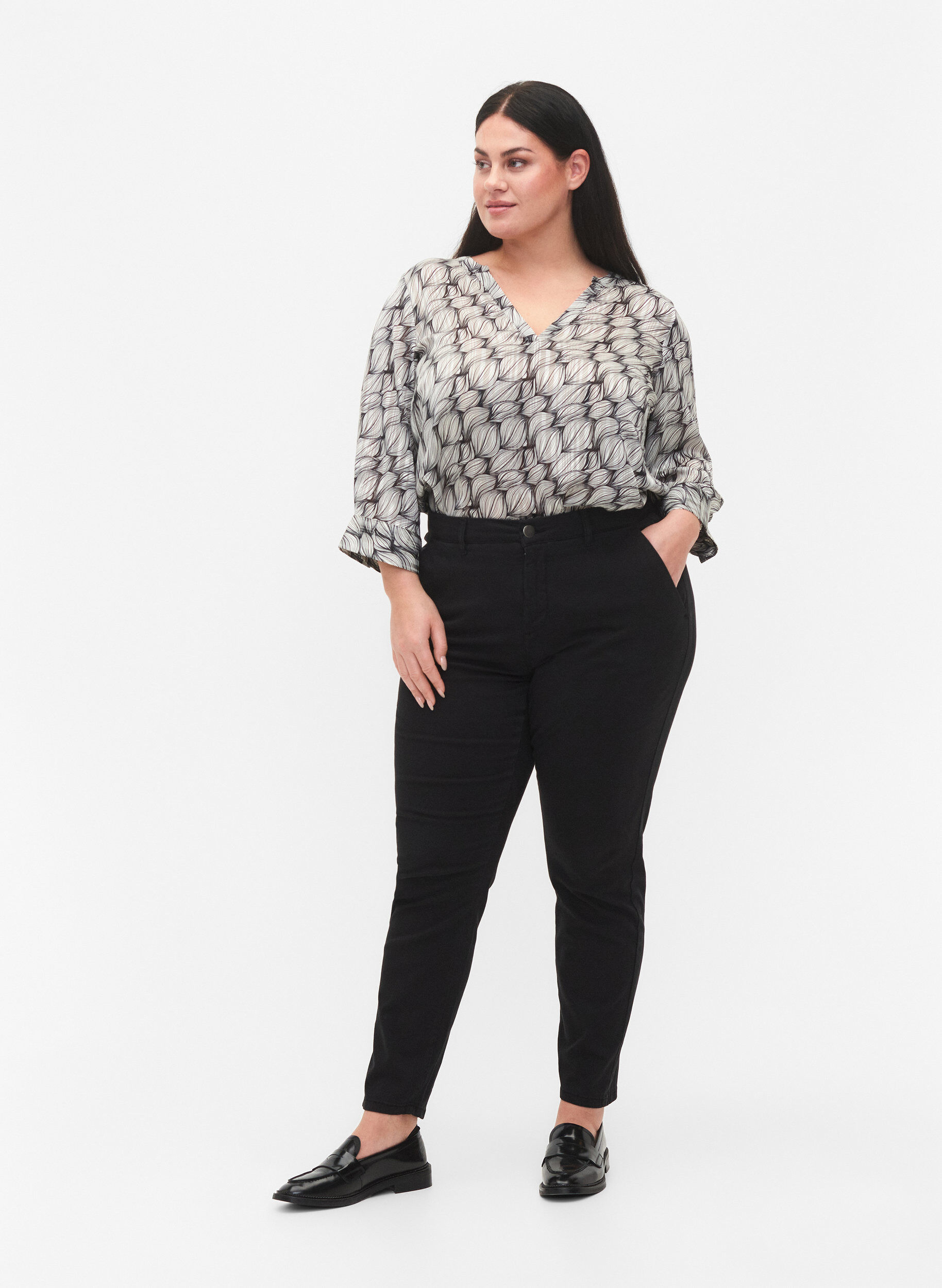 ZizziChinos aus Baumwolle, Black, Model image number 0