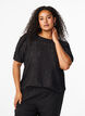  Kurzärmelige Bluse mit Lochmuster, Black, Model image number 0