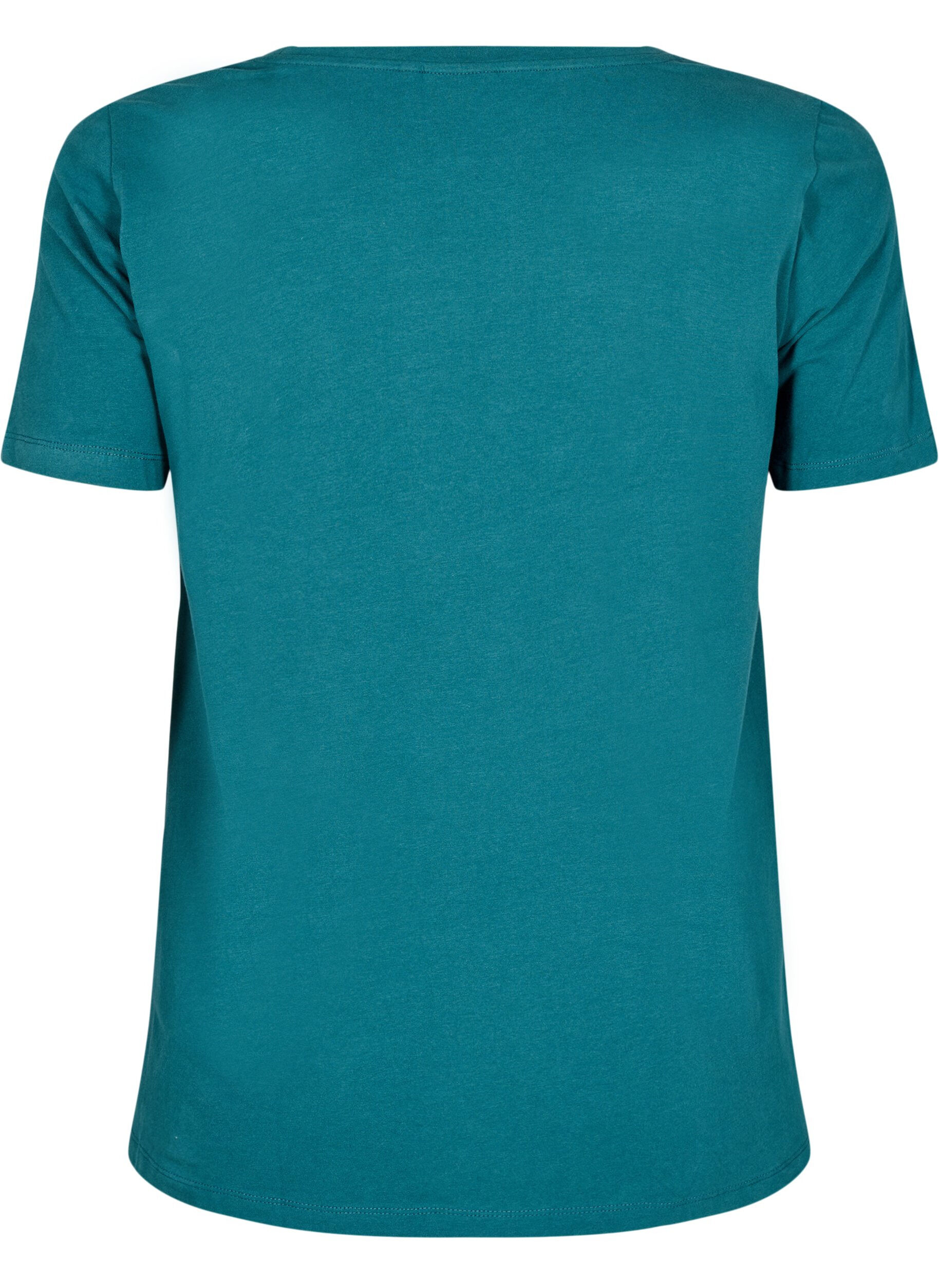 ZizziEinfarbiges basic T-Shirt aus Baumwolle, Gr&uuml;n, Packshot image number 1