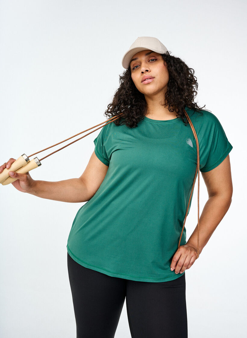 Unifarbenes T-Shirt fürs Training, Grün, Image image number 0