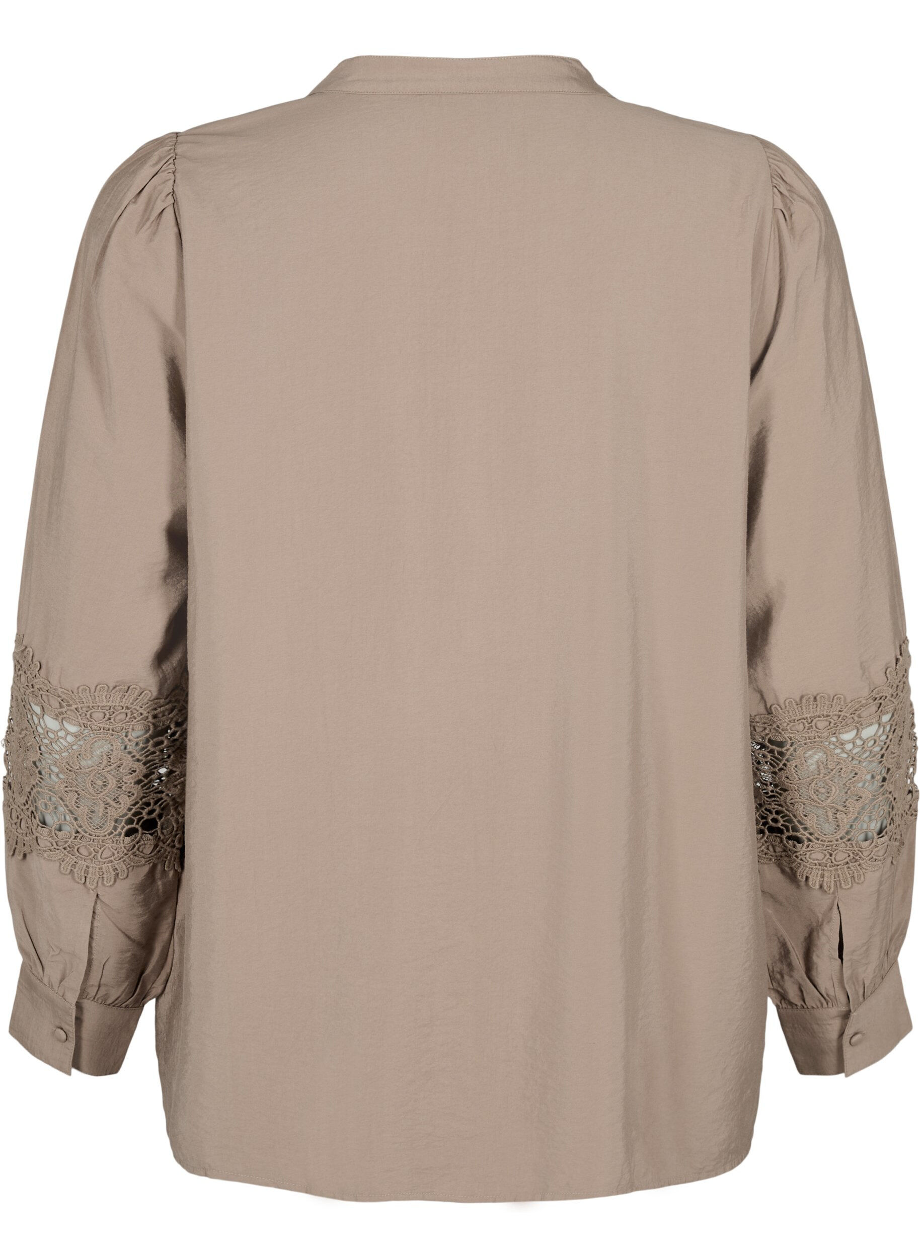 Zizzi Bluse aus Viskose mit H&auml;keleien, Caribou, Packshot image number 1