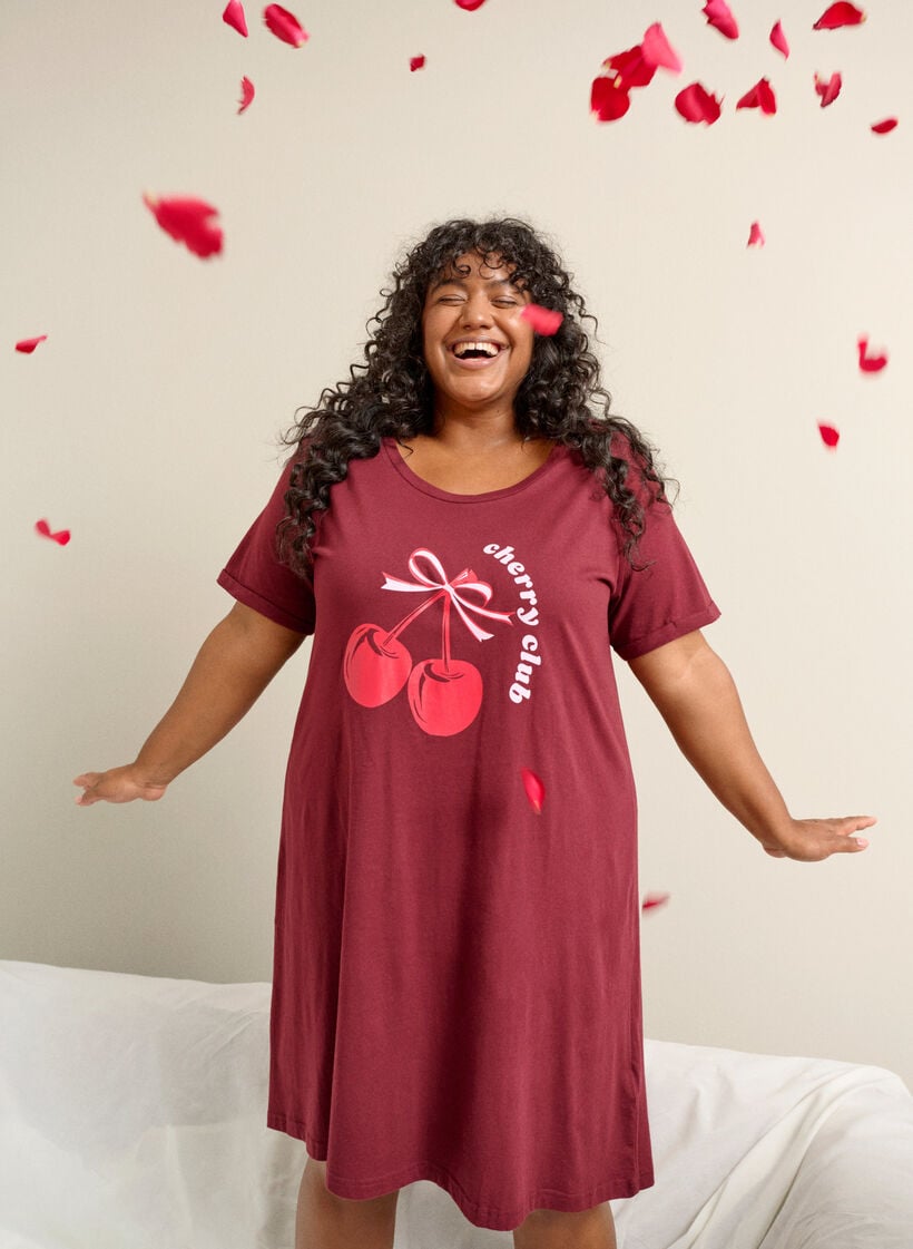 Kurz&auml;rmeliges Nachthemd aus Bio-Baumwolle, Rot, Image image number 0