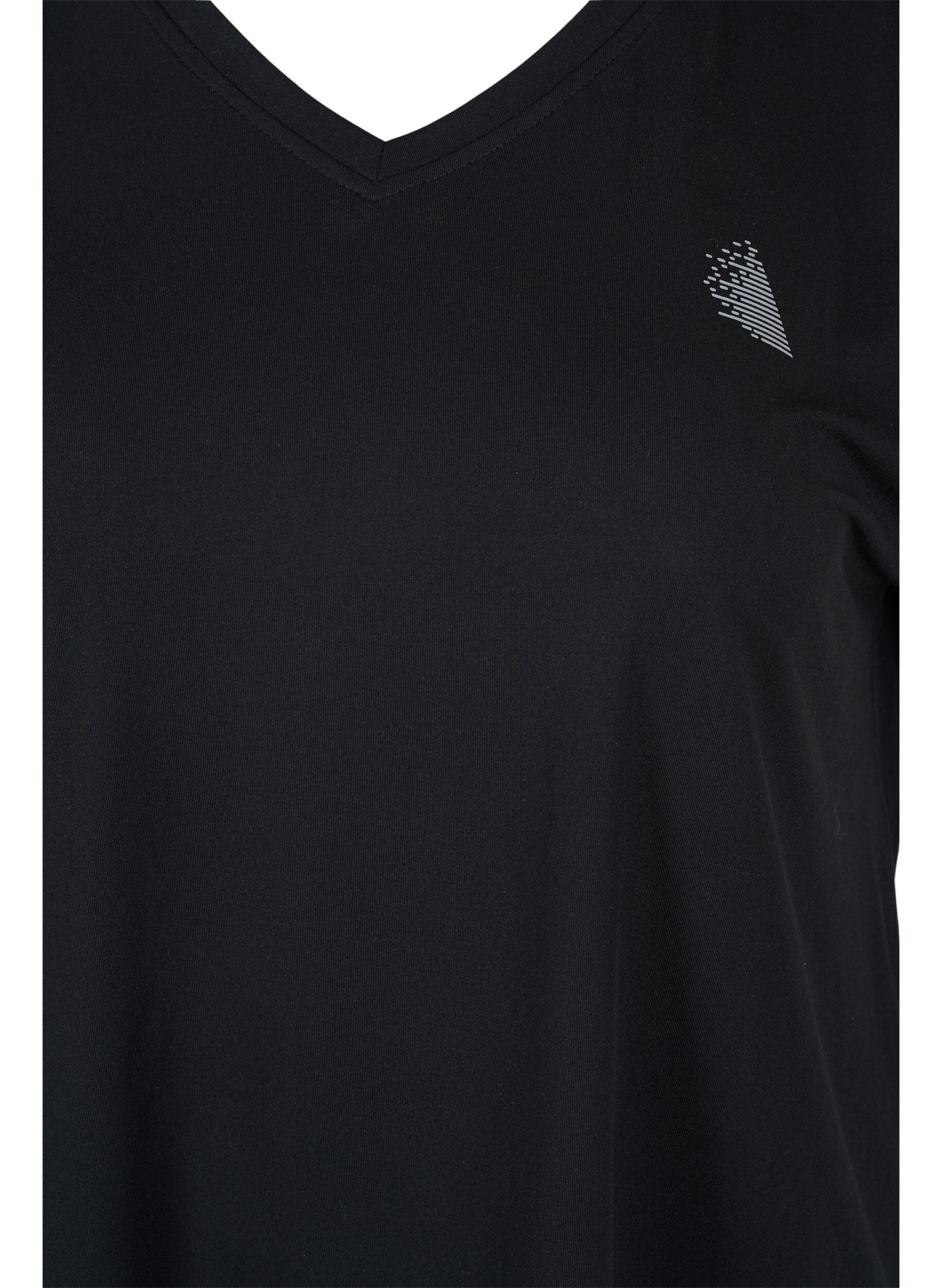 ZizziKurzarm Trainingsshirt mit V-Ausschnitt, Schwarz, Packshot image number 2