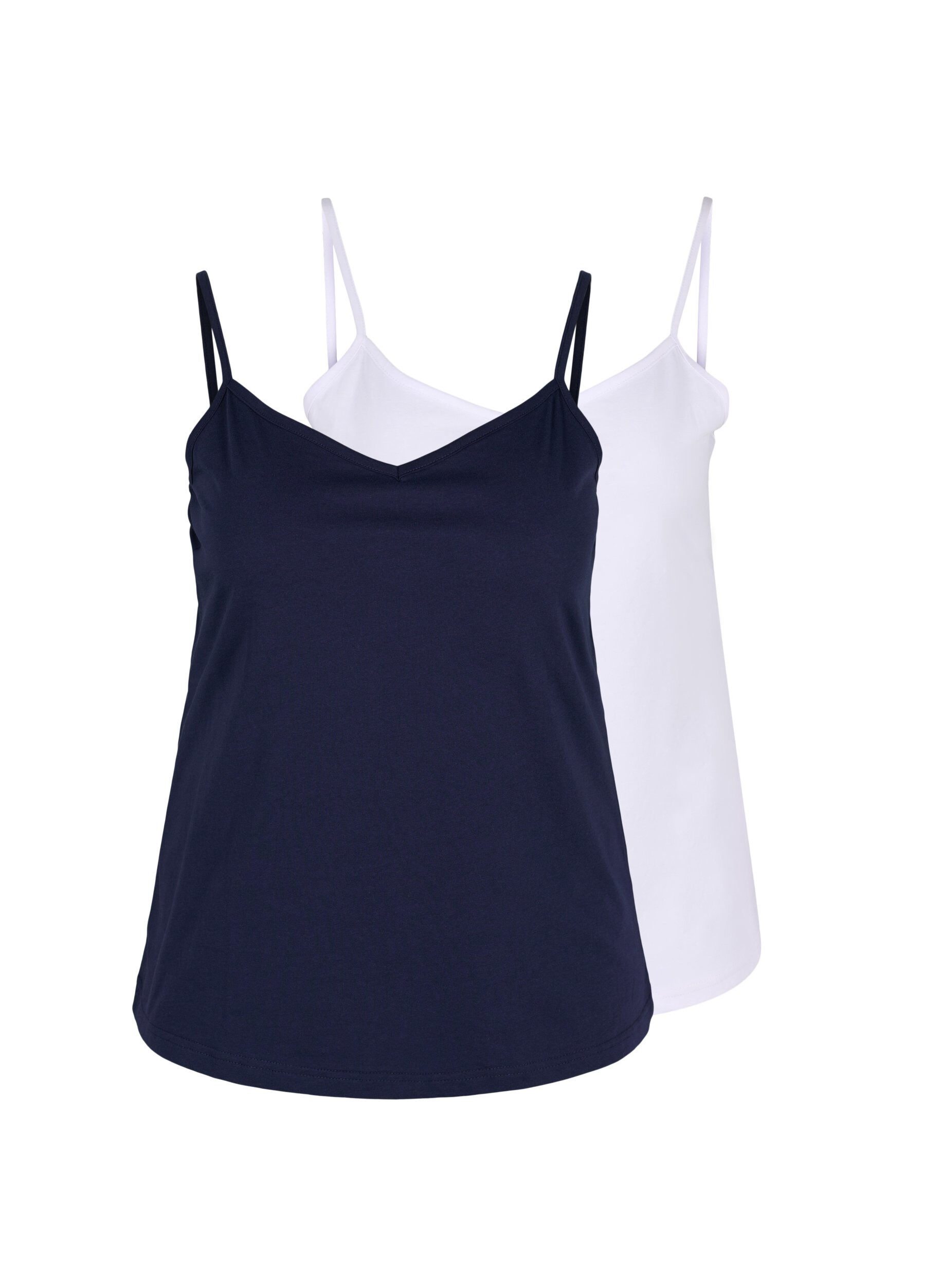 Zizzi2er-Pack Basic-Top aus Baumwolle, Navy B/B White, Packshot image number 0