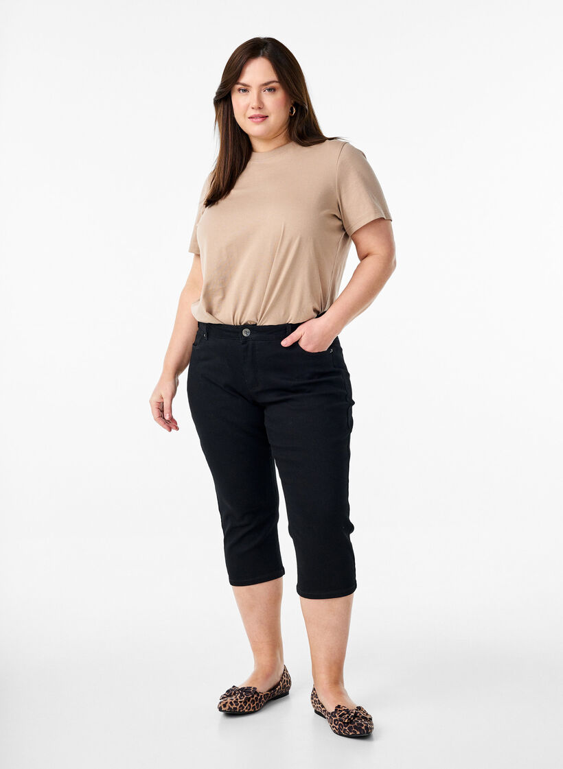 Emily slim fit Denim-Caprihose, Schwarz, Model image number 0