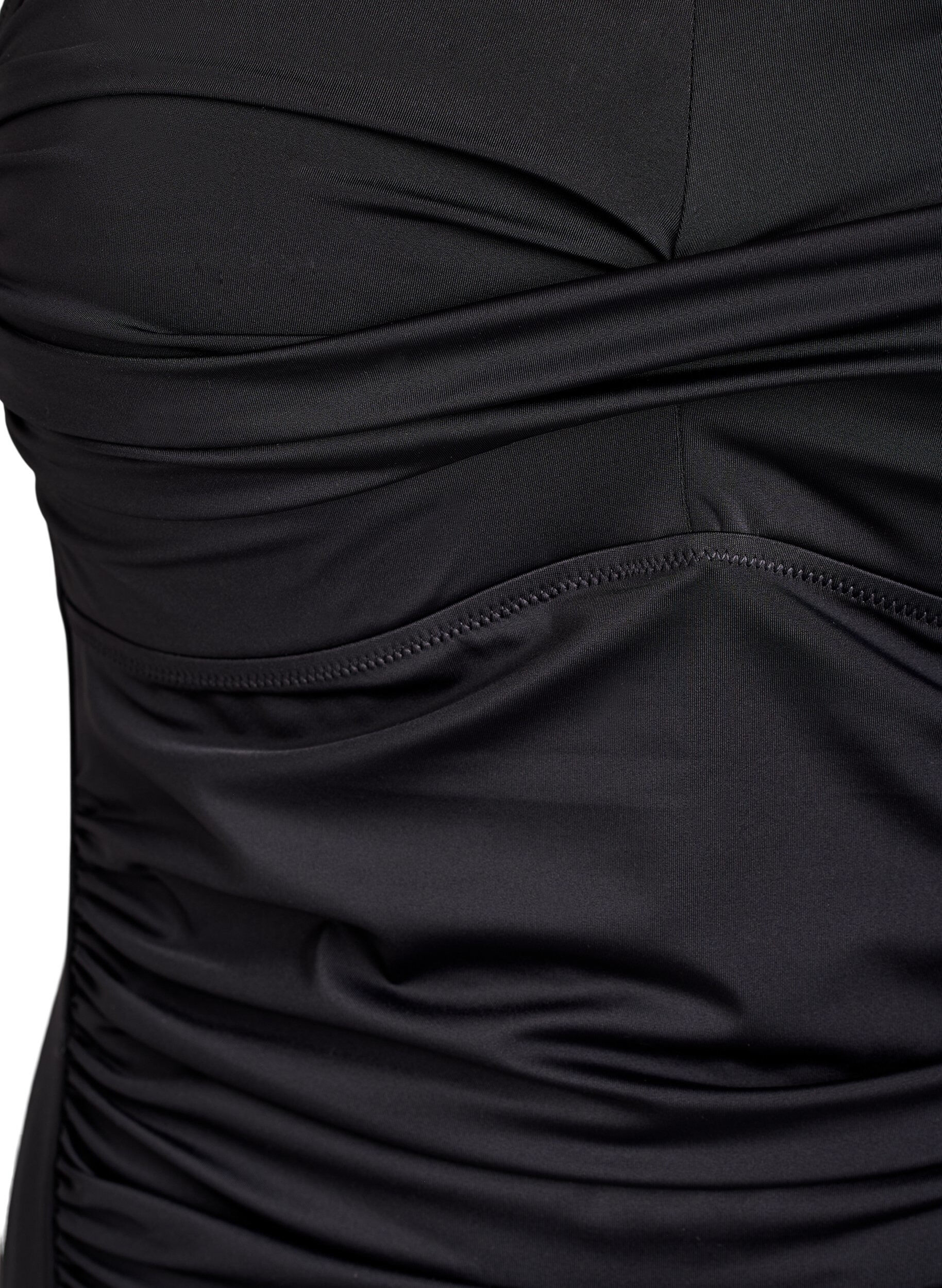 ZizziTr&auml;gerloser Badeanzug mit Raffung und gepolsterten Cups, Schwarz, Packshot image number 2