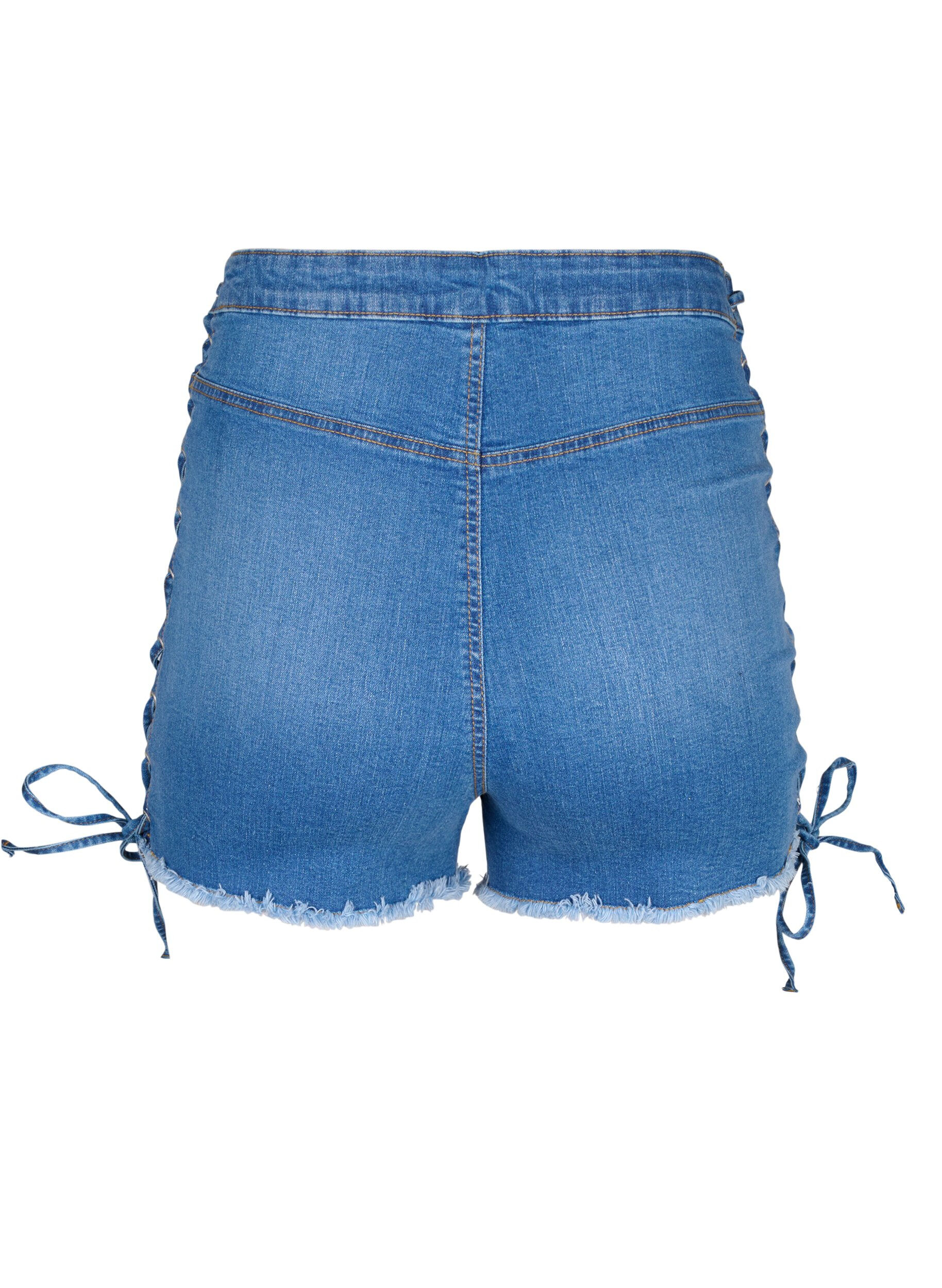 ZizziDenim-Shorts mit Schn&uuml;rdetails, Blue Denim, Packshot image number 1