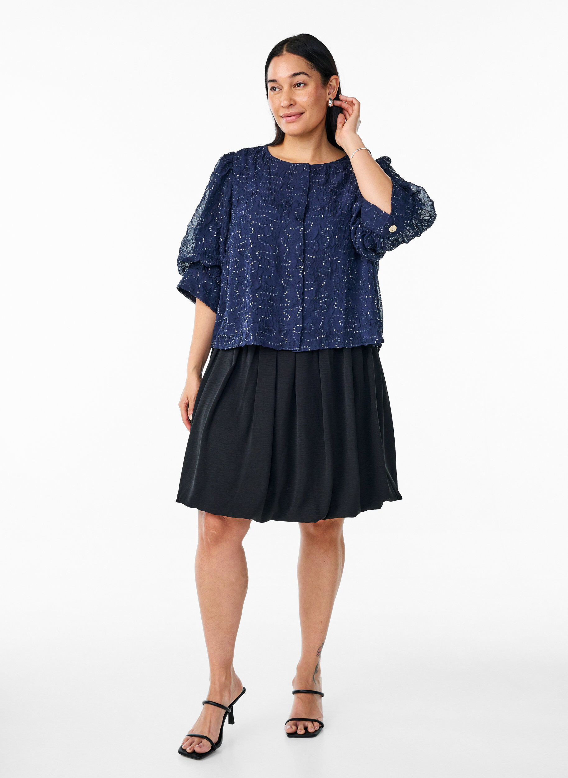 ZizziPartybluse mit Pailletten und halblangen &Auml;rmeln, Blau, Model image number 1