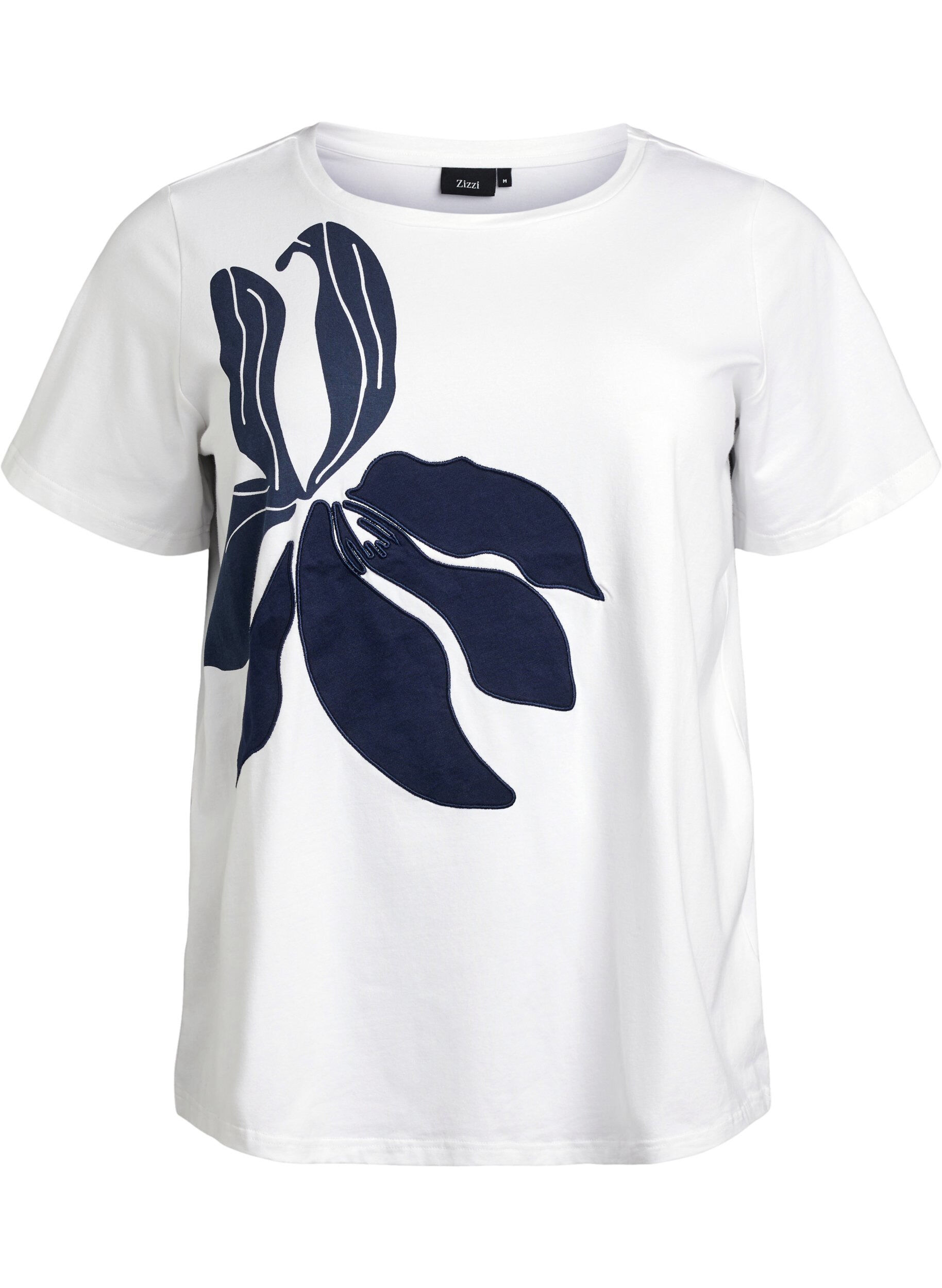 ZizziT-Shirt aus Bio-Baumwolle mit floralem Print, B. White w. EMB, Packshot image number 0
