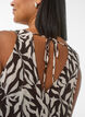 &Auml;rmelloses Maxikleid in A-Linie mit V-Ausschnitt, Braun, Model image number 2