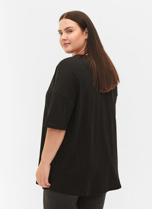 Baumwoll-T-Shirt mit Print, Black/Dubarry, Model image number 1