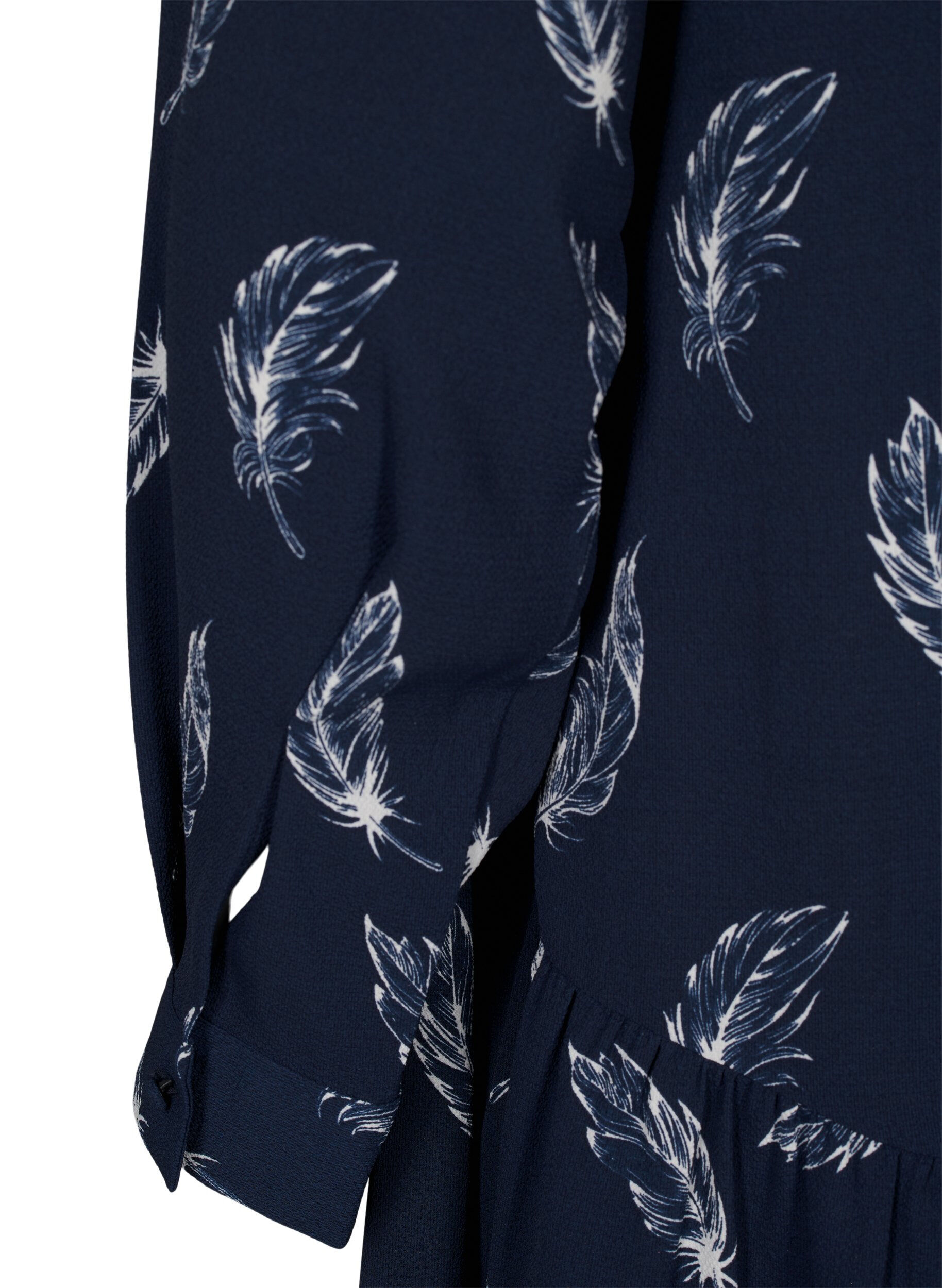 ZizziMidi-Kleid mit langen &Auml;rmeln, Navy B. Feather AOP, Packshot image number 3
