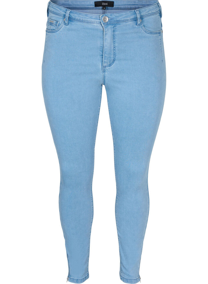 Cropped Amy Jeans mit Reißverschluss, Blau, Packshot image number 0