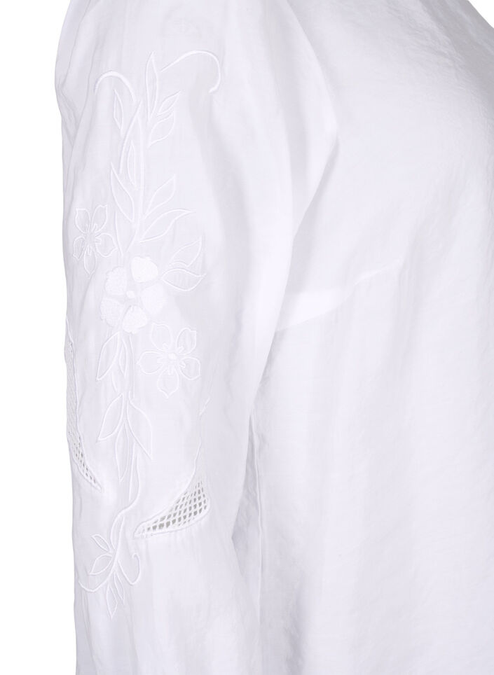 Bluse aus TENCEL™-Modal mit gestickten Details, Bright White, Packshot image number 3
