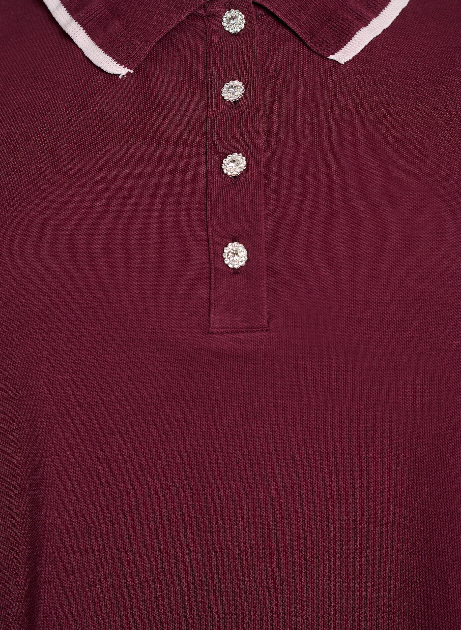 ZizziPoloshirt mit Strasssteinen und R&uuml;schendetails, Rot, Packshot image number 2